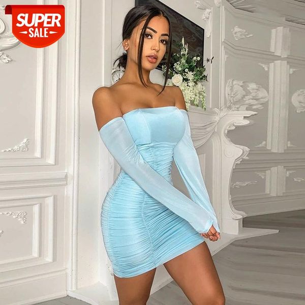 women's summer long-sleeved dress ladies fashion slash neck solid color pleated slim skinny soft short mini #8w0f, White;black
women's summer long-sleeved dress ladies fashion slash neck solid color pleated slim skinny soft short mini #8w0f, White;black