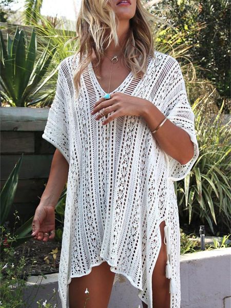 women's swimwear 2021 summer women bikini cover up solid color hollow crochet swimsuit cover-ups bathing suit beachwear tunic beach dre, White;black
women's swimwear 2021 summer women bikini cover up solid color hollow crochet swimsuit cover-ups bathing suit beachwear tunic beach dre, White;black