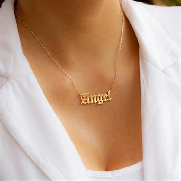 cute angel old english font necklace stainless steel letter pendants lovely gift for the women girls pendant necklaces, Silver
cute angel old english font necklace stainless steel letter pendants lovely gift for the women girls pendant necklaces, Silver