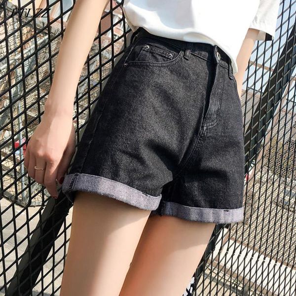 summer streetwear solid color high waist loose denim shorts casual female wide leg black white jeans women's, White;black
summer streetwear solid color high waist loose denim shorts casual female wide leg black white jeans women's, White;black