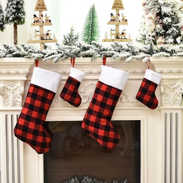 christmas decorations red and black linen plaid socks gift ornaments small large for decoration party
christmas decorations red and black linen plaid socks gift ornaments small large for decoration party