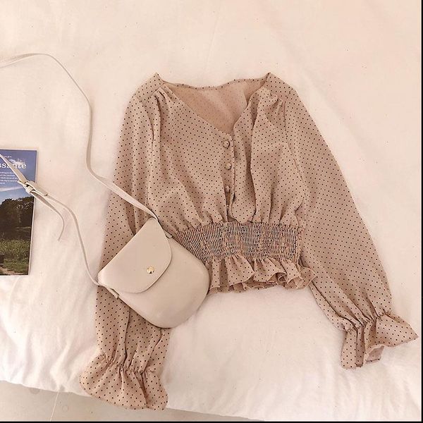 vintage v womens blouses neck flare sleeve polka dot women blouse shirts elegant front buttons slim waist ruffles female blusas, White
vintage v womens blouses neck flare sleeve polka dot women blouse shirts elegant front buttons slim waist ruffles female blusas, White