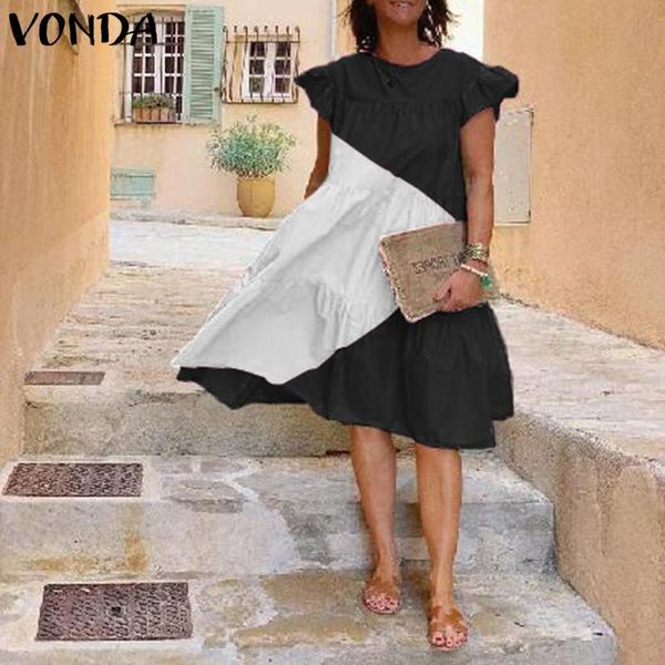 casual dresses women'sundress knee-length dress 2021 vonda vintage short sleeve patchwork printed vestidos plus size robe, Black;gray
casual dresses women'sundress knee-length dress 2021 vonda vintage short sleeve patchwork printed vestidos plus size robe, Black;gray
