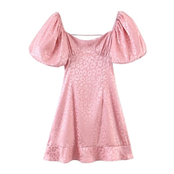 retro women jacquard leopard pink satin mini dress elastic short lantern sleeve cross lacing up back backless party dresses, Black;gray
retro women jacquard leopard pink satin mini dress elastic short lantern sleeve cross lacing up back backless party dresses, Black;gray