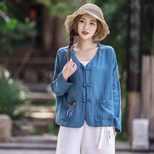 women jackets spring retro casual loose v-neck button pocket vintage coat women's, Black;brown
women jackets spring retro casual loose v-neck button pocket vintage coat women's, Black;brown