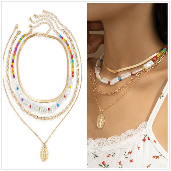 chains 2021 designed statement multi-layered colorful seed beads imitated pearls stranded fashion metal chain necklaces for women, Silver
chains 2021 designed statement multi-layered colorful seed beads imitated pearls stranded fashion metal chain necklaces for women, Silver
