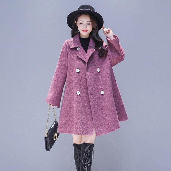 women's wool & blends 2021 fashion blend coat for women autumn winter long sleeve jacket double breasted mid-length woolen l963, Black
women's wool & blends 2021 fashion blend coat for women autumn winter long sleeve jacket double breasted mid-length woolen l963, Black