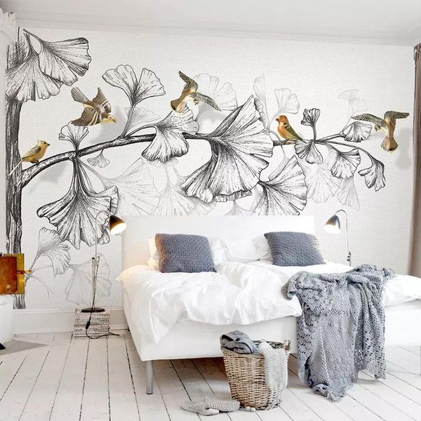 wallpapers drop po 3d black and white ginkgo leaves birds murals bedroom tv sofa background wall painting home decor
wallpapers drop po 3d black and white ginkgo leaves birds murals bedroom tv sofa background wall painting home decor