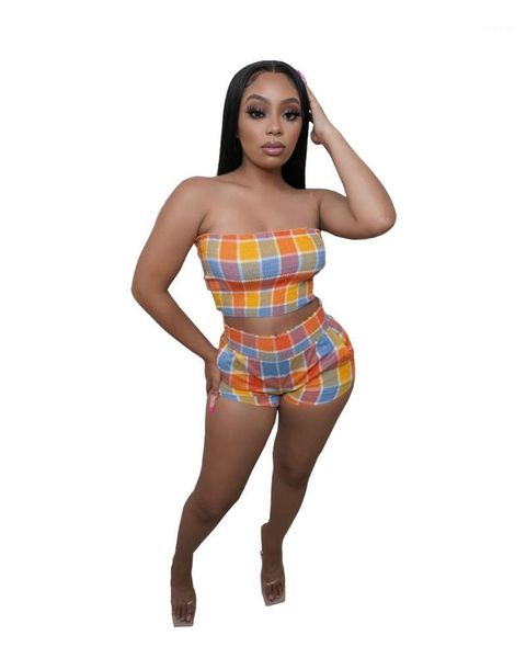 women's tracksuits 2021 summer fashion street ladies temperament slim sleeveless chest plaid shorts two pieces set, Gray
women's tracksuits 2021 summer fashion street ladies temperament slim sleeveless chest plaid shorts two pieces set, Gray