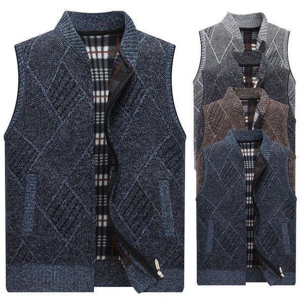 men's vests 2021 fashion autumn and winter vest plus velvet thick size slim-fit sweater jacket stand-up collar zipper cardigan, Black;white
men's vests 2021 fashion autumn and winter vest plus velvet thick size slim-fit sweater jacket stand-up collar zipper cardigan, Black;white