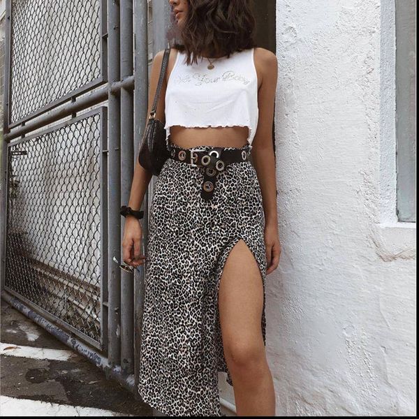 vintage leopard print womens skirt spilt high waist streetwear maxi long for women w9182, Black
vintage leopard print womens skirt spilt high waist streetwear maxi long for women w9182, Black