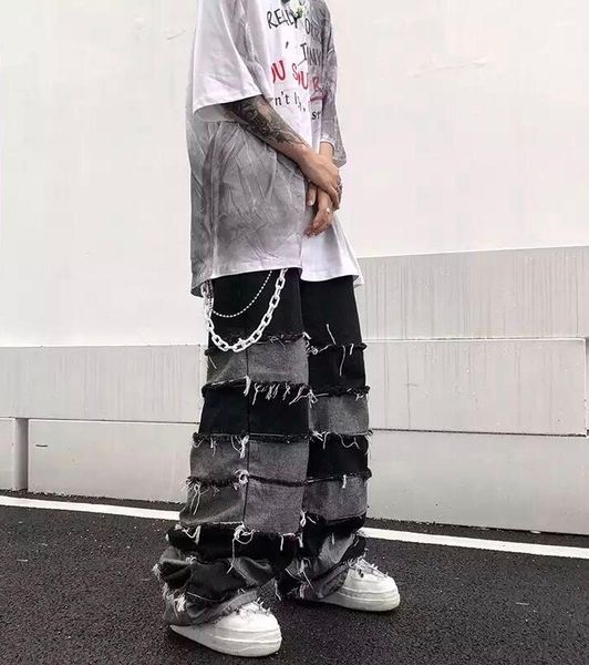 men's jeans fashion tassel brand ins pendant wide leg hip hop lazy wind couple's pants loose men, Blue
men's jeans fashion tassel brand ins pendant wide leg hip hop lazy wind couple's pants loose men, Blue