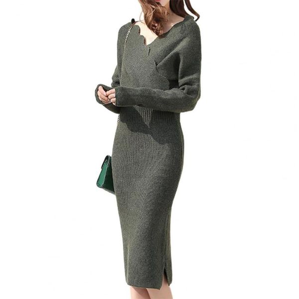 casual dresses sweater dress woman autumn elastic long sleeve v-neck elegant lace neck side split midi knitted, Black;gray
casual dresses sweater dress woman autumn elastic long sleeve v-neck elegant lace neck side split midi knitted, Black;gray