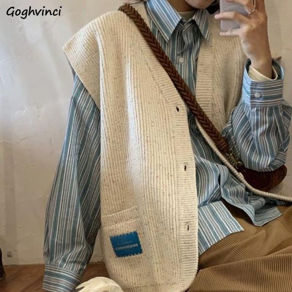women's vests autumn women knitted single breasted v-neck cardigan sleeveless casual outerwear vintage all-match loose retro korean chi, Black;white
women's vests autumn women knitted single breasted v-neck cardigan sleeveless casual outerwear vintage all-match loose retro korean chi, Black;white