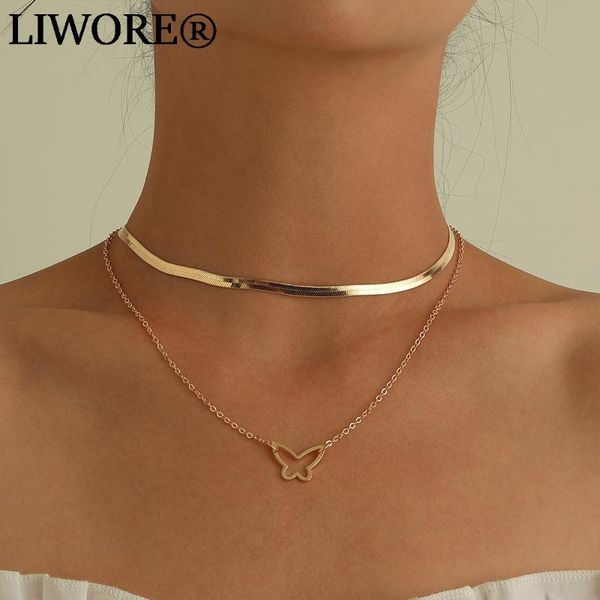 pendant necklaces liwore fashion double gold necklace alloy hollow butterfly women's collar 2021 jewelry, Silver
pendant necklaces liwore fashion double gold necklace alloy hollow butterfly women's collar 2021 jewelry, Silver