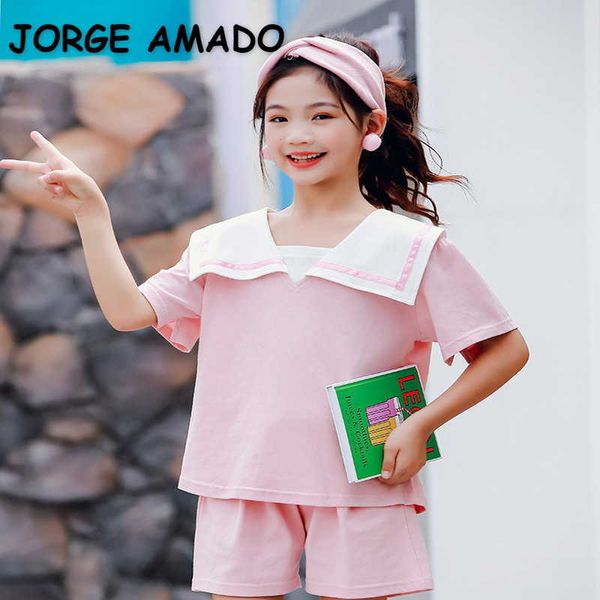 summer teenager girls 2-pcs sets short sleeves t-shirt + solid color shorts sports style kids clothes e2187 210610, White
summer teenager girls 2-pcs sets short sleeves t-shirt + solid color shorts sports style kids clothes e2187 210610, White