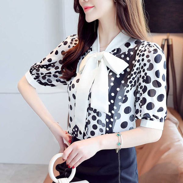 korean chiffon blouse women summer polka dot shirt ladies bow print plus size blusas mujer de moda 210531, White
korean chiffon blouse women summer polka dot shirt ladies bow print plus size blusas mujer de moda 210531, White
