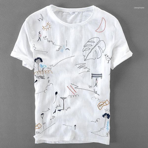 italy brand linen short sleeve t-shirt men casual loose t shirt mens cartoon embroidery stitching round neck tshirt male camisa1, White;black
italy brand linen short sleeve t-shirt men casual loose t shirt mens cartoon embroidery stitching round neck tshirt male camisa1, White;black