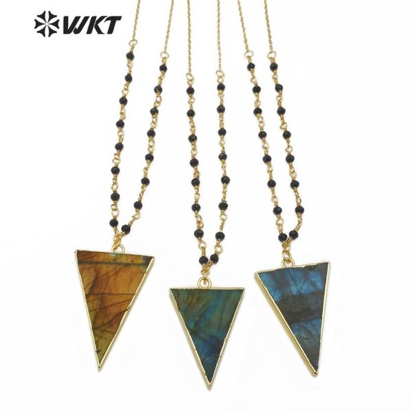 pendant necklaces wt-n1167 wholesale natural labradorite necklace triangle shape gold electroplate stone chain, Silver
pendant necklaces wt-n1167 wholesale natural labradorite necklace triangle shape gold electroplate stone chain, Silver