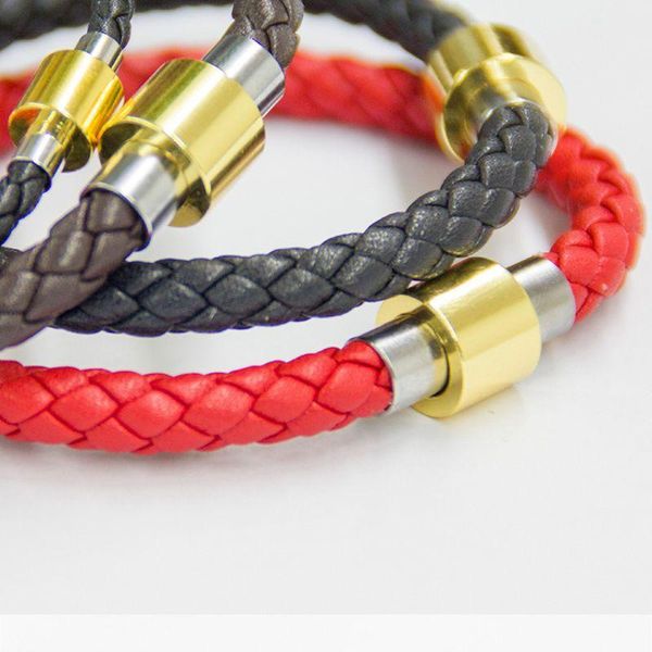 woven adjustable diy beading bracelet genuine leather titanium steel metal clasp charm bracelets, Golden;silver
woven adjustable diy beading bracelet genuine leather titanium steel metal clasp charm bracelets, Golden;silver