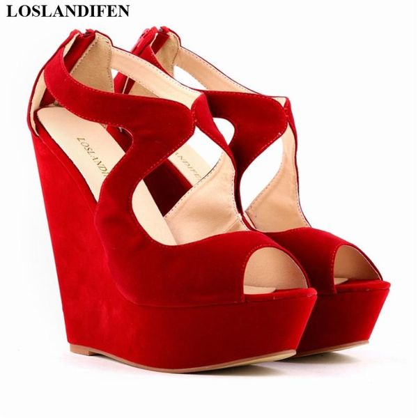 arrival cut-outs women party sandals solid flock high heels shoes peep toe fashion women's wedges platform, Black
arrival cut-outs women party sandals solid flock high heels shoes peep toe fashion women's wedges platform, Black