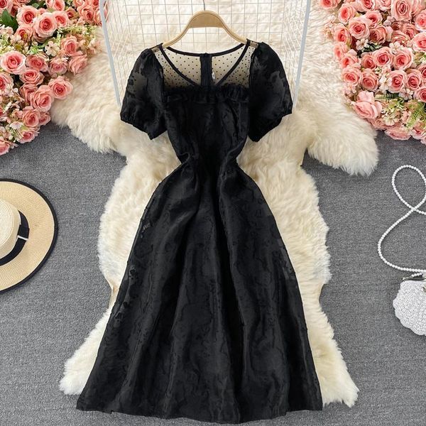 party dresses french girls hepburn v-neck jacquard dress summer slim waist super fairy gauze short sleeve midi women, White;black
party dresses french girls hepburn v-neck jacquard dress summer slim waist super fairy gauze short sleeve midi women, White;black
