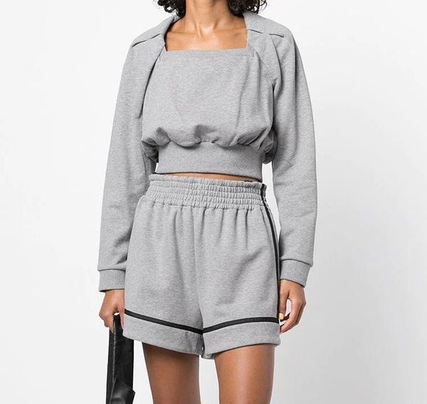 women's tracksuits designer clothes women cotton square collar short loose sweatshirt or drawstring shorts set, Gray
women's tracksuits designer clothes women cotton square collar short loose sweatshirt or drawstring shorts set, Gray