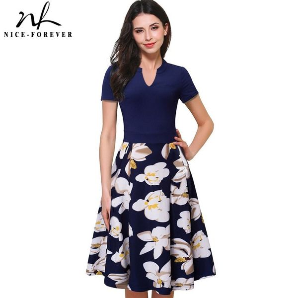 nice-forever vintage stylish print floral patchwork v-neck women casual office dress short sleeve a-line swing summer dress a036 210419, White
nice-forever vintage stylish print floral patchwork v-neck women casual office dress short sleeve a-line swing summer dress a036 210419, White