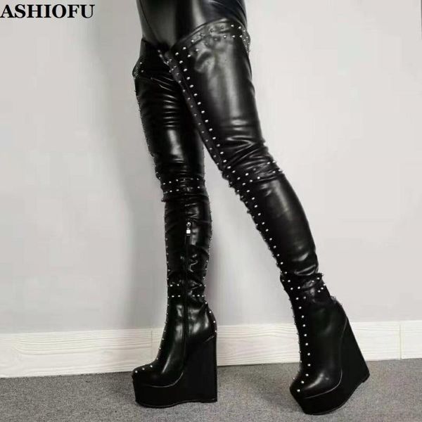 boots ashiofu arrival real pos ladies wadge heel rivets spikes party thigh high evening club fashion overknee, Black
boots ashiofu arrival real pos ladies wadge heel rivets spikes party thigh high evening club fashion overknee, Black