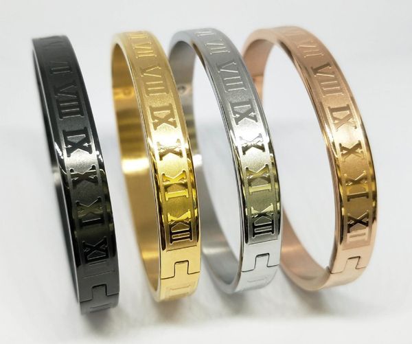 titanium steel lovers roman pattern fashion bracelet with k-gold plating for color protection9b01, Black
titanium steel lovers roman pattern fashion bracelet with k-gold plating for color protection9b01, Black