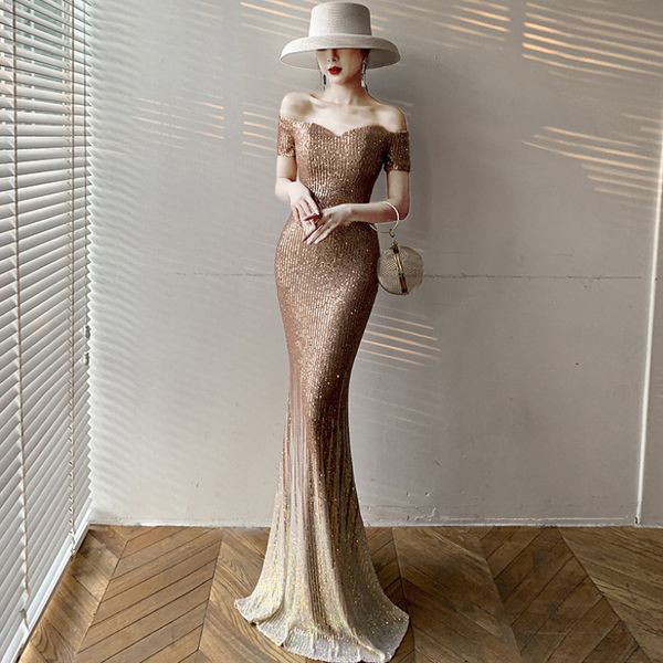 sparkly rose gold sequined one shoulder evening dresses luxury high side split prom gown with detachable train long formal party gown, Black
sparkly rose gold sequined one shoulder evening dresses luxury high side split prom gown with detachable train long formal party gown, Black