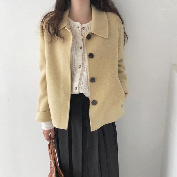 casual yellow wool gentle 2021 autumn handmade stylish woolen warm soft women high street loose brief all-match coats women's jackets, Black;brown
casual yellow wool gentle 2021 autumn handmade stylish woolen warm soft women high street loose brief all-match coats women's jackets, Black;brown