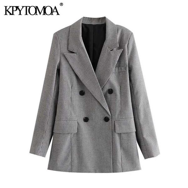 kpytomoa women fashion double breasted check blazer coat vintage long sleeve pockets female outerwear chic 211019, White;black
kpytomoa women fashion double breasted check blazer coat vintage long sleeve pockets female outerwear chic 211019, White;black