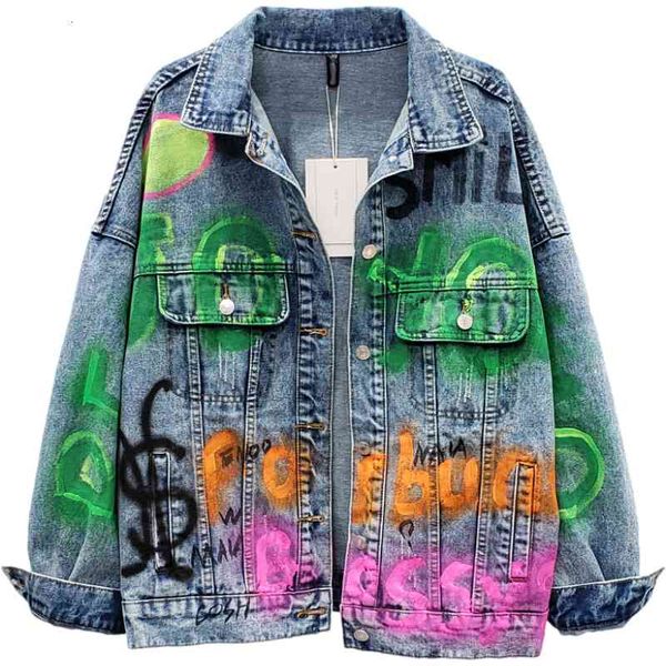 women's fur & faux color contrast graffiti jeans jacket women outerwear fashion turn-down collar letter oversize denim coat female, Black
women's fur & faux color contrast graffiti jeans jacket women outerwear fashion turn-down collar letter oversize denim coat female, Black