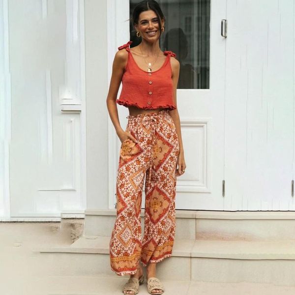 women's pants & capris jastie boho print elastic waist women high wide leg casual femme pantalon bohemian beach trousers, Black;white
women's pants & capris jastie boho print elastic waist women high wide leg casual femme pantalon bohemian beach trousers, Black;white