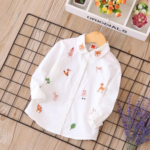 spring and summer girls embroidered cartoon animal long sleeve shirt girl shirts, White;black
spring and summer girls embroidered cartoon animal long sleeve shirt girl shirts, White;black