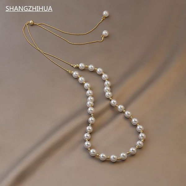 chains shangzhihua south korea delicate luxury pearl necklace for women trend fashion adjustable collarbone chain party jewelry gifts, Silver
chains shangzhihua south korea delicate luxury pearl necklace for women trend fashion adjustable collarbone chain party jewelry gifts, Silver