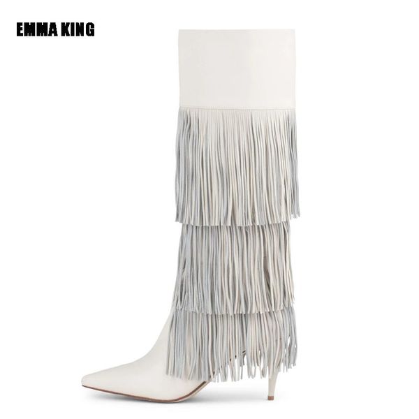 boots women knee high white pointed-toe tassel lady heels party shoes for custom make quality, Black
boots women knee high white pointed-toe tassel lady heels party shoes for custom make quality, Black
