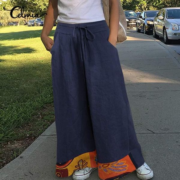 women's pants & capris celmia 2021 vintage women wide leg fashion high elastic waist print patchwork pantalon casual loose trouser stre, Black;white
women's pants & capris celmia 2021 vintage women wide leg fashion high elastic waist print patchwork pantalon casual loose trouser stre, Black;white