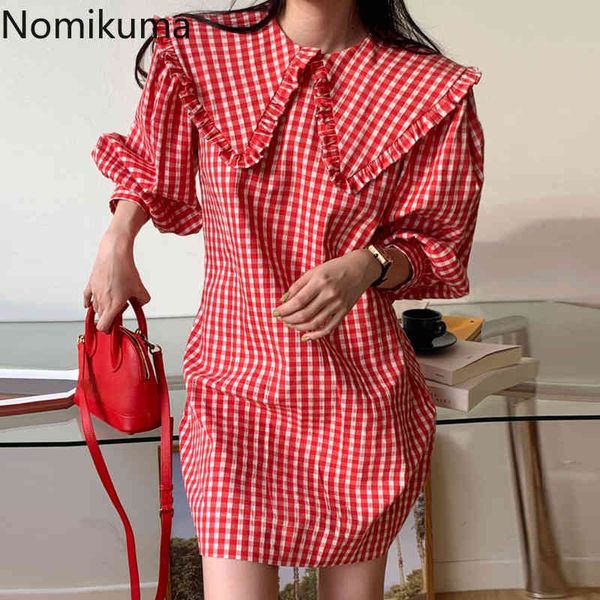 nomikuma korean chic sweet plaid dress women peter pan collar long sleeve mini dresses casual loose vestidos mujer 210514, Black;gray
nomikuma korean chic sweet plaid dress women peter pan collar long sleeve mini dresses casual loose vestidos mujer 210514, Black;gray