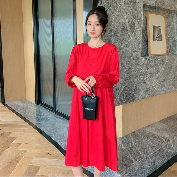 maternity dresses long sleeves loose fashion pregnant women dress blue red o-neck high waist cotton formal clothes pregnancy, White
maternity dresses long sleeves loose fashion pregnant women dress blue red o-neck high waist cotton formal clothes pregnancy, White