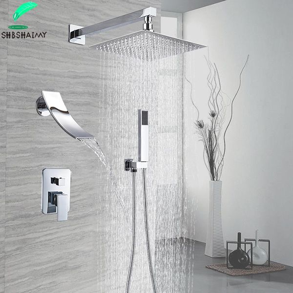 bathroom shower sets chrome rainfall faucet wall mounted ultrathin head waterfall bath mixer with handshower rotate water spout
bathroom shower sets chrome rainfall faucet wall mounted ultrathin head waterfall bath mixer with handshower rotate water spout