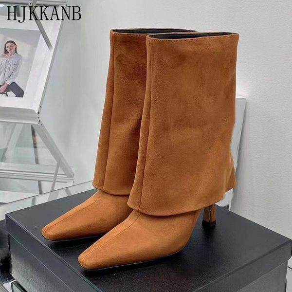 boots autumn pointed toe thin heel long women soft suede mid calf knee high solid color turned over edge, Black
boots autumn pointed toe thin heel long women soft suede mid calf knee high solid color turned over edge, Black