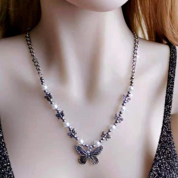 chains vintage fashion statement butterfly pendant necklace for women pearl chain choker jewelry punk goth gothic accessories, Silver
chains vintage fashion statement butterfly pendant necklace for women pearl chain choker jewelry punk goth gothic accessories, Silver
