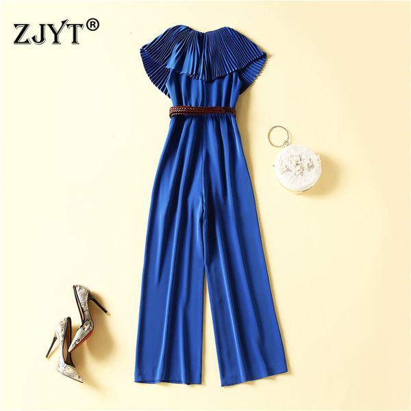 elegant summer runway fashion ruched party of the women overalls office lady leg full-length pants with belt, Black;white
elegant summer runway fashion ruched party of the women overalls office lady leg full-length pants with belt, Black;white