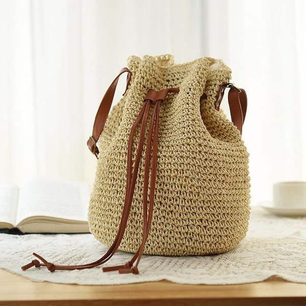 outdoor bags simple backpack ethnic style woven straw bag fashion beach
