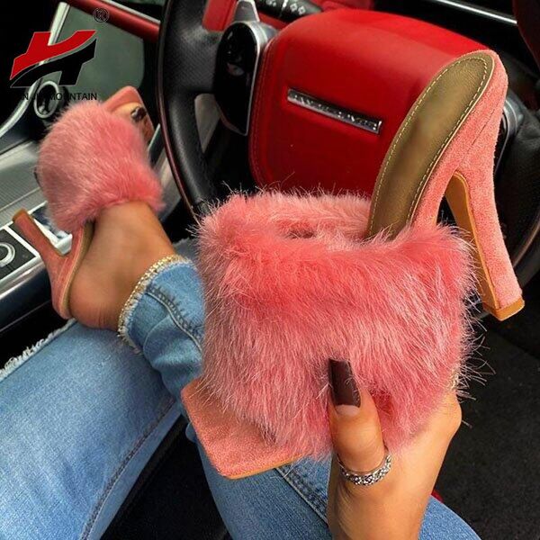 slippers 2021 spring open toe solid color high heels sandals outdoor plush candy women's shoes casual fur, Black
slippers 2021 spring open toe solid color high heels sandals outdoor plush candy women's shoes casual fur, Black