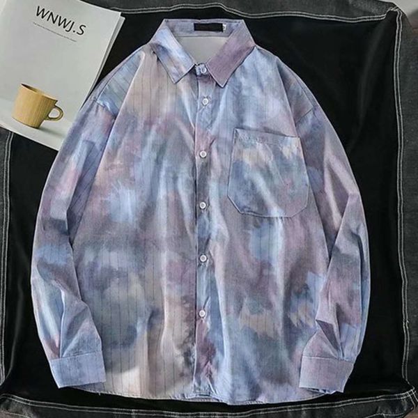 men's casual shirts shirt ins yuan stripe tie dyed casual korean loose thin long sleeve jacket men mzvm qr1b, White;black
men's casual shirts shirt ins yuan stripe tie dyed casual korean loose thin long sleeve jacket men mzvm qr1b, White;black