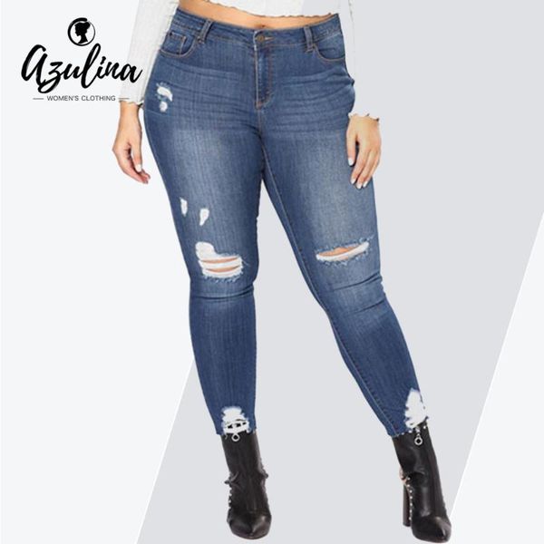 women's jeans azulina plus size high rise ripped women pants casual ninth pencil fashion zipper five pockets denim pant, Blue
women's jeans azulina plus size high rise ripped women pants casual ninth pencil fashion zipper five pockets denim pant, Blue