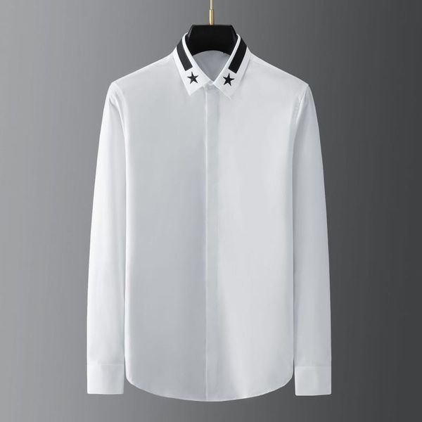 men's casual shirts cotton male luxury long sleeve pentagram embroidery mens dress fashion slim fit party man 2xl, White;black
men's casual shirts cotton male luxury long sleeve pentagram embroidery mens dress fashion slim fit party man 2xl, White;black